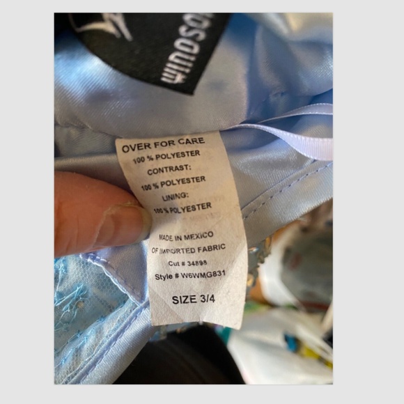 Windsor Dress Sz S Light blue with beaded bodice halter top maxi princess prom - Picture 4 of 9